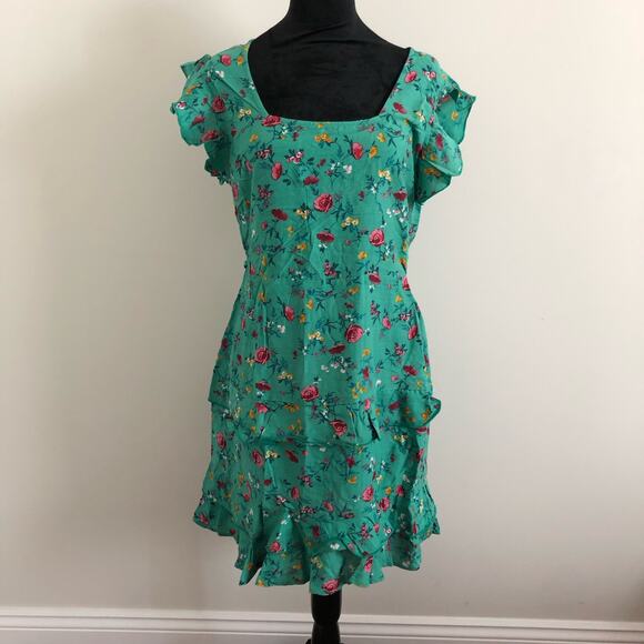 Lottie & Holly B.O.G Collective Green Floral Ruffle Dress Women's Size Large NWT - Picture 2 of 9
